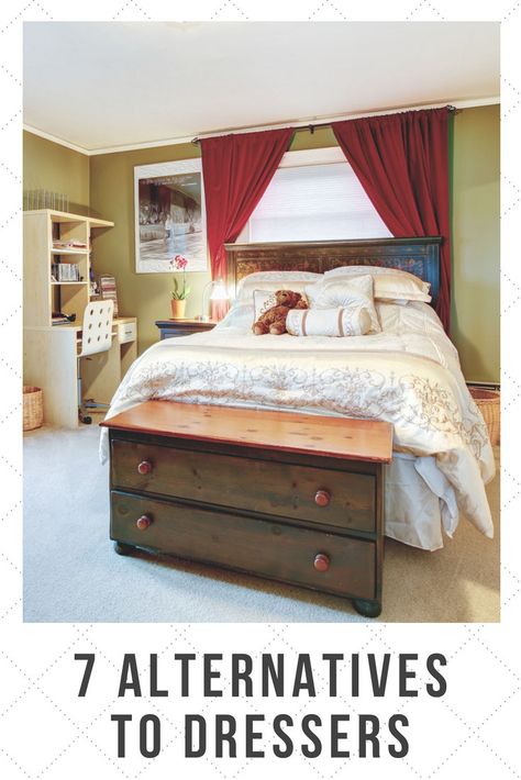 This may help you decide an alternative to your dresser in the bedroom. Check this out. #bedroom #dresser #furniture Ideas, Diy, Alternative, No Dresser Bedroom Ideas, Multiple Dressers In Bedroom, Dresser In Closet, Clothes Storage No Dresser, Bedroom With No Dresser Ideas, Bedroom Storage