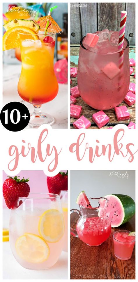 girly cocktails Summer Mixed Drinks, Fun Drinks Alcohol, Best Mixed Drinks, Easy Alcoholic Drinks, Fun Cocktails, Girly Drinks, Summer Drinks Alcohol, Easy Mixed Drinks, Cocktails To Make At Home