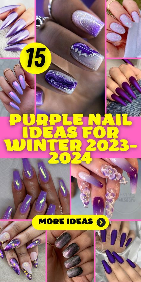 15 Gorgeous Purple Nail Ideas for Winter 2023-2024 Pop, Spring Nail Colors, Winter Nail Designs, Gray Nails, Grey Nail Designs, Purple Ombre Nails, Nail Designs Spring, Nail Art Designs For Winter Purple, Lavender Nails