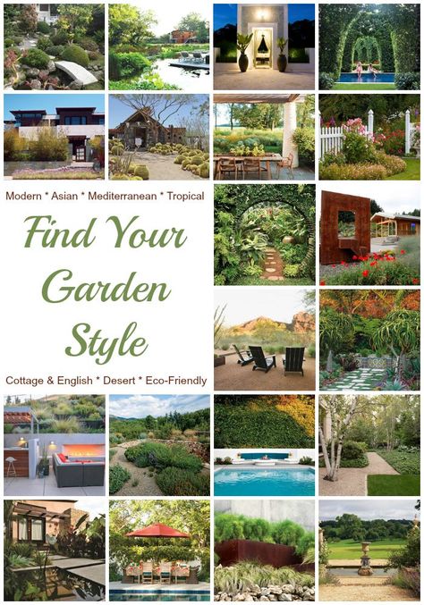 Get inspiration and learn about the various types of garden styles #gardendesign Garden Design, Garden Types, Spanish Garden, Garden Styles, Cottage Garden Design, Garden Landscaping, Courtyard, Modern Garden, Landscaping Design