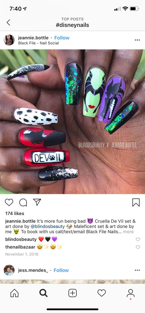 Disney Nails, Disney Nail Designs, Disneyland Nails, Disney Themed Nails, Maleficent Nails, Disney Halloween Nails, Halloween Nail Art, Halloween Nail Designs, Movie Themed Nails