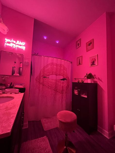 pink bathroom apartment decor Design, Inspiration, Hot Pink Room Decor, Girly Bathroom Decor, Girly Bathroom Ideas, Pink Bathroom Accessories, Girly Bathroom Ideas For Women, Pink Bathroom Decor, Hot Pink Room