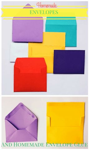 Do you need a specific size of envelope?  Instead of buying a full pack for one or two envelopes, make your own envelopes in any size.  Also includes tutorial for homemade envelope glue. Planners, Diy, Origami, Homemade Envelopes, How To Make Envelopes, Envelope Punch Board, Making Envelopes, How To Make An Envelope, Paper Envelopes