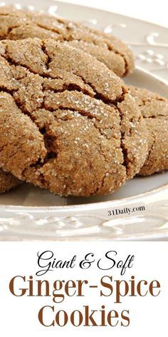 Giant and Soft Ginger Spice Cookies | 31Daily.com Brownies, Muffin, Ginger Spice Cookies, Soft Ginger Cookies, Ginger Molasses Cookies, Favorite Cookie Recipe, Ginger Spice, Molasses Cookies, Spice Cookies