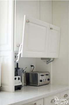Kitchen Storage Solutions, Diy Kitchen Storage, Kitchen Cabinet Design, Toaster Ovens, Diy Kitchen Remodel, Kitchen Upgrades, Kitchen Remodel Small, Hidden Kitchen, Diy Kitchen