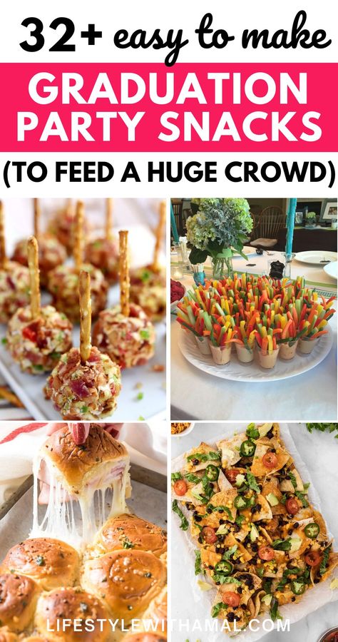 Whether you are looking for high school graduation party snack appetizers or college graduation snacks, here are all the best snacks to serve that will impress everyone that attends your party! Seriously, not only are the easy and quick to make, but will keep everyone entertained and full! High School, Snacks, Apps, Graduation Party Appetizers, Easy Graduation Party Food, High School Graduation Party Food, Graduation Party Foods, Graduation Party Snacks, Appetizers For Party