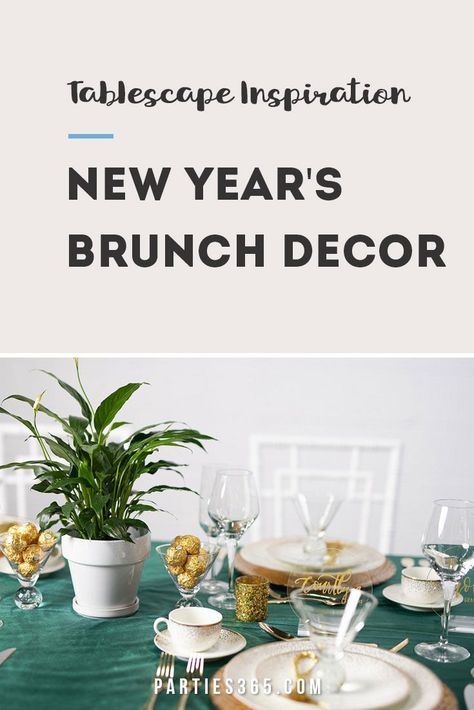 Planning a New Year's Eve Party or New Years Day brunch and need tablescape ideas or a theme? We've got you covered with this peaceful gold 2021 aesthetic, complete with table settings, centerpieces and other decorations. Parties, Brunch, Ideas, Party Ideas, Centrepieces, Brunch Decor, Brunch Table, Fun Party Themes, Table Decorations