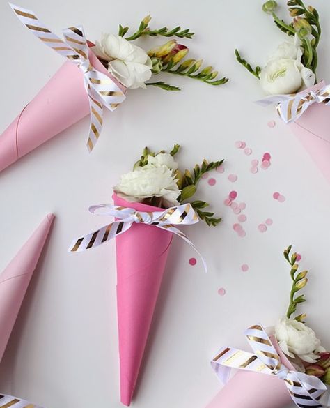 Super Simple DIY Flower Cones | AllFreeDIYWeddings.com Crafts, Floral Arrangements, Floral, Paper Flowers, Budget Flowers, Flower Gift, Flower Cones, Flower Cards, Paper Flowers Diy