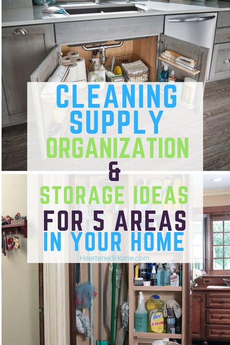 Great ideas for organizing and storing your cleaning supplies in your home! #cleaningsupplies #organization #cleaningsupplystorage Organisation, Wardrobes, Storage Ideas, Organizing Your Home, Home Organization Hacks, Declutter Your Home, Storage And Organization, Organization Hacks, Cleaning Organizing