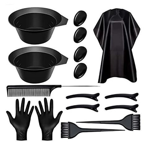 PMELCXD 16 Pcs Hair Dye Coloring DIY Beauty Salon Tool Kit Tinting Bowl, Cloak,Brush, Ear Cover, Gloves for Tools Bleaching Dryers : Amazon.ca: Beauty & Personal Care Hair Styles, Dyed Hair, Diy, Cloak, All Hairstyles, Ear, Dye, Different Hair Colors, Hair Hacks