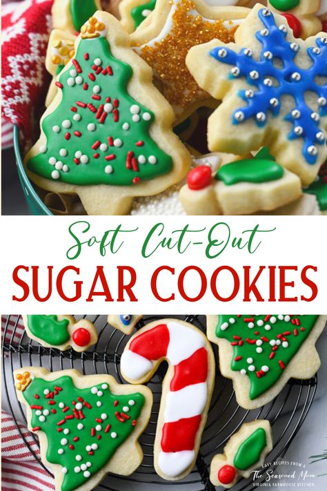 Essen, Soft Cutout Sugar Cookie Recipe, Roll Out Sugar Cookie Recipe, Soft Cut Out Sugar Cookies, Easy Sugar Cookie Recipe, Sugar Cookie Recipe For Decorating, Christmas Cookie Tray, The Best Sugar Cookie Recipe, Roll Out Sugar Cookies