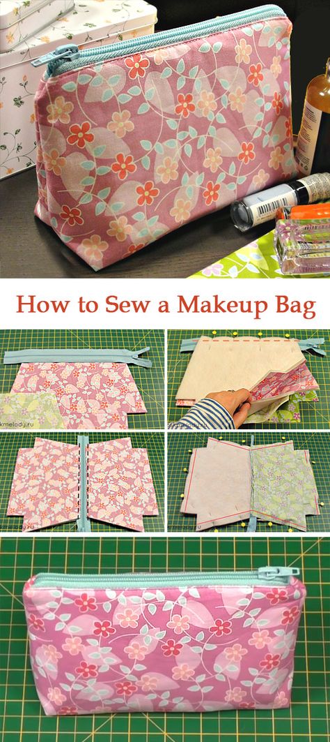 How to Sew a Makeup Bag Sew Ins, Sewing Tutorials, Sewing Projects, Sewing Projects For Beginners, Sewing Bag, Sewing Hacks, Sewing For Beginners, Sewing Crafts, Beginner Sewing Projects Easy