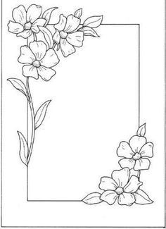 Flower Frame Drawing Simple, Flower Frame Design Simple, Flower Frame Drawing, Simple Flower Border, Flower Borders And Frames, Flower Border Drawing, Flower Frame Design, Tablecloth Design, Drawing Borders