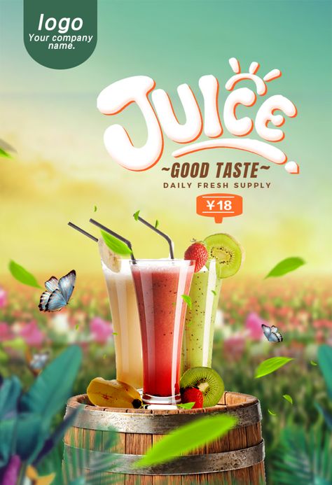 Simple And Fashionable Fresh Juice Poster Design#pikbest# Beverage Poster, Drinks Design, Juice Menu, Food Poster Design, Juice Ad, Food Graphic Design, Food Poster, Juice Branding, Food Menu Design