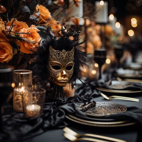 Mascara, Halloween, Halloween Masquerade, Halloween Party, Victorian Party, Masquerade Party Aesthetic, Gothic Garden, Masquerade Decorations, Masquerade Ball Aesthetic