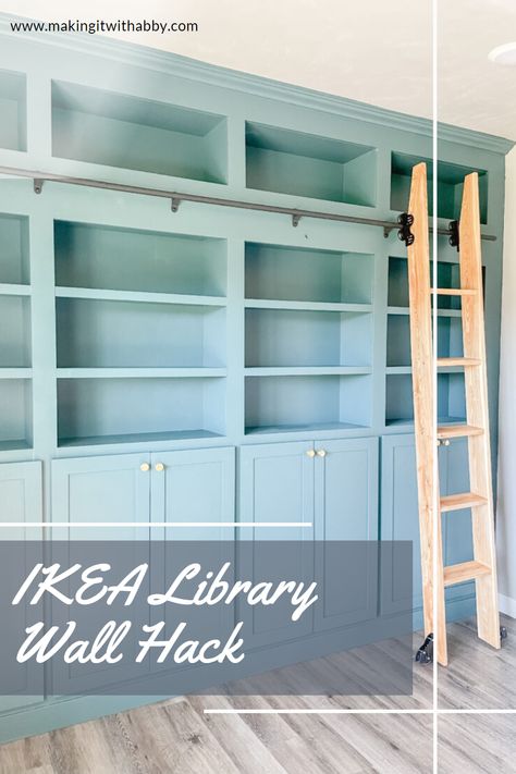 Ikea, Ikea Hacks, Wardrobes, Home, Billie Bookcase Hack Built Ins, Built In Bookcase, Ikea Billy Bookcase Hack, Build In Bookshelves, Bookcase With Ladder