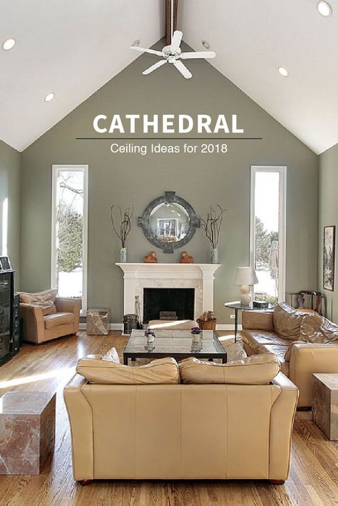 Cathedral ceilings are symmetrical in design. Each side is similar length and meets in the center creating an apex. #CeilingIdeas #TypesOfCeiling #CathedralCeilings