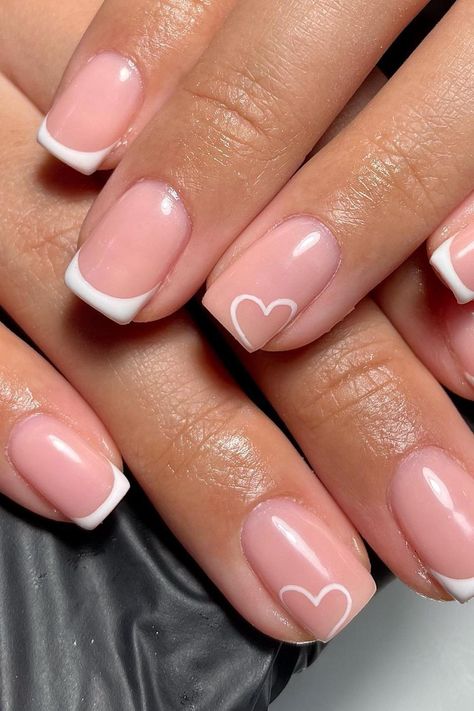 Manicures, White French Tip, White French Nails, Nail Designs Valentines, Square Acrylic Nails, French Nail Designs, French Nail Art, French Manicure Designs, Neutral Nails