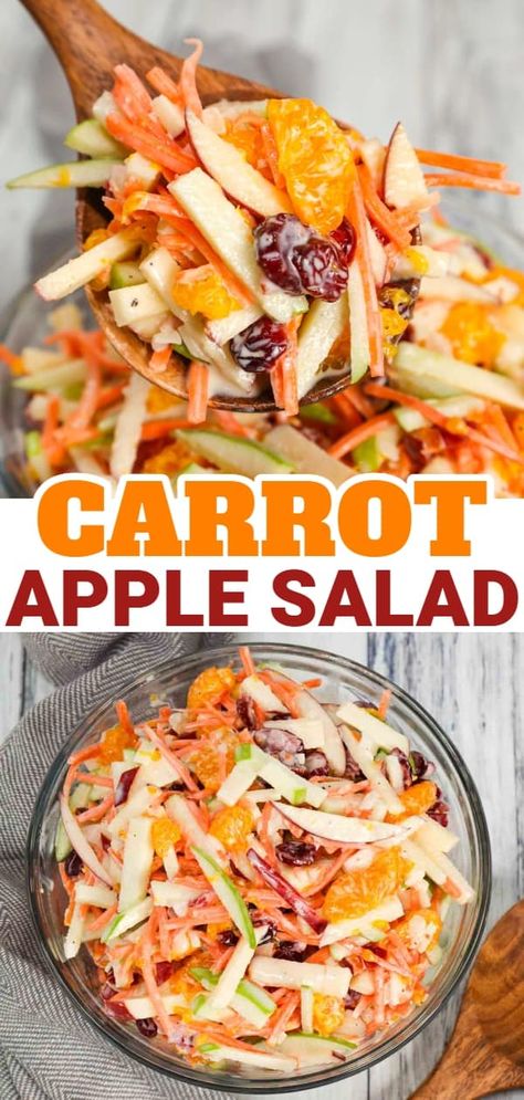 Carrot Salad Recipes, Apple Salad Recipes, Fresh Salad Recipes, Best Salad Recipes, Apple Salad, Veggie Salad, Fruit Salad Recipes, Salad Side Dishes, Salad Dressing Recipes