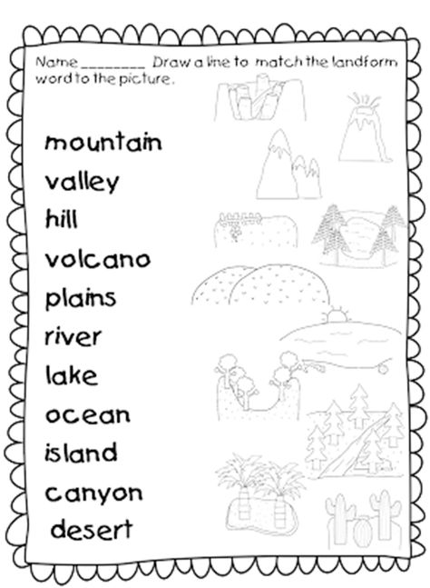 21 Landforms for Kids Activities and Lesson Plans - Landforms Worksheet Set for first grade - Teach Junkie English, Pre K, Geography Worksheets, Science Worksheets, Teaching Geography, Map Skills, Science Lessons, Homeschool Geography, Teaching Science