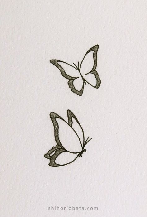 Simple Cat Drawing, Butterfly Drawing, Cute Sketches, Butterfly Sketch, Kunst, Cute Easy Drawings, Butterfly Art Drawing, Sketches Easy, Easy Drawings Sketches