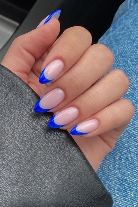 Bright Color Nails For Spring Colourful Nail, Bright Blue Nails, Bright Nails, Lilac Nails, Summery Nails, Color Nails, Blue Tips, Red Acrylic Nails, Nail Colors