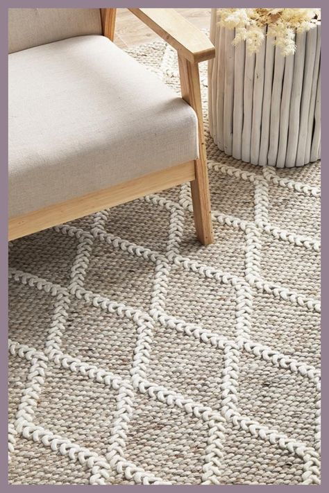 [AffiliateLink] Aldous Features A Stunning Diamond Pattern That Will Complement Any Living Space With It's Timeless And Elegant Design. This Contemporary Flatwoven Rug Features A Beautiful Array Of Warm Natural Tones That Make It A Stunning Statement Piece For A Contemporary Scandi Or Coastal Style. Skilfully Crafted In India Using Modern Looming Techniques, Aldous Has Been Constructed From A Plush Pile Of Wool And Polyester Fibres To Create A Naturally Soft #handwovenrugpatterns Rugs, Rug Pattern, Woven Rug, Contemporary Rug, Wool Rug, Natural Wool Rugs, Rugs Online, Natural Rug, Handmade Rug