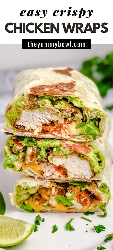Chicken coated in smoked paprika Crispy Breadcrumbs, stuffed in a wrap with the most delicious fillings imaginable! A super tasty tortilla wrap recipe for your snack, meal prep, or healthy lunch #crispychickenwrap #chickenwrap #wrapsaucerecipes #chickenwraprecipe Chicken Wrap Recipes Healthy, Extra Crispy Chicken, Chicken Wrap Recipe, Chicken Wraps Healthy, Crispy Chicken Wraps, Wraps Recipes Easy, Wraps Recipes Healthy, Plats Healthy, Chicken Wrap Recipes