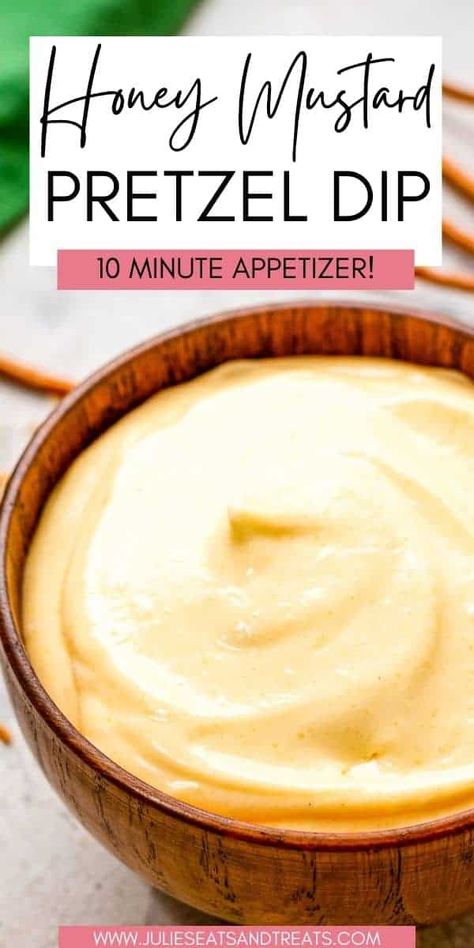 Honey Mustard Pretzel Dip is the perfect easy appetizer that only takes 10 minutes to prepare! Make this pretzel dip ahead of time so you are ready for the party or great for bringing to a backyard BBQ and so much more! Dips, Appetisers, Parties, Sauces, Appetizer Snacks, Yummy Appetizers, Appetizers, Pretzel Dip Recipes, Recipes Appetizers And Snacks