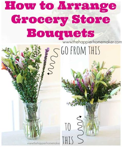 How to arrange grocery store flowers so they look like stunning professional arrangements! It's easier than you think with this step-by-step tutorial! Floral Arrangements, Diy, Floral, Planting Flowers, Floral Arrangements Diy, Flower Arrangements Diy, Diy Arrangements, Diy Flowers, Flower Garden