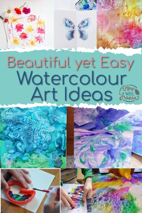 These watercolor painting ideas are ideal for preschoolers, kids and adults. Over 32 unique and simple watercolor techniques! Tables, Process Art, Watercolour Paintings, Watercolours, Easy Watercolor, Diy Watercolor, Kids Art Projects, Watercolors, Teaching Art
