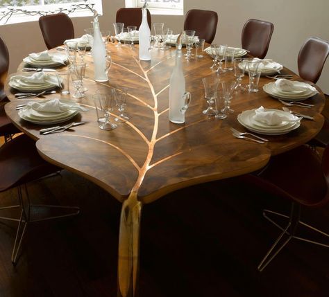 Just an imgur link, but I WANT this table for any future potential Lothlorien themed room.  *ahem* Wood Dining Table, Wooden Dining Tables, Dining Table Design, Unique Dining Tables, Wood Table, Dining Table, Solid Wood Furniture Design, Solid Wood Furniture, Rustic Dining