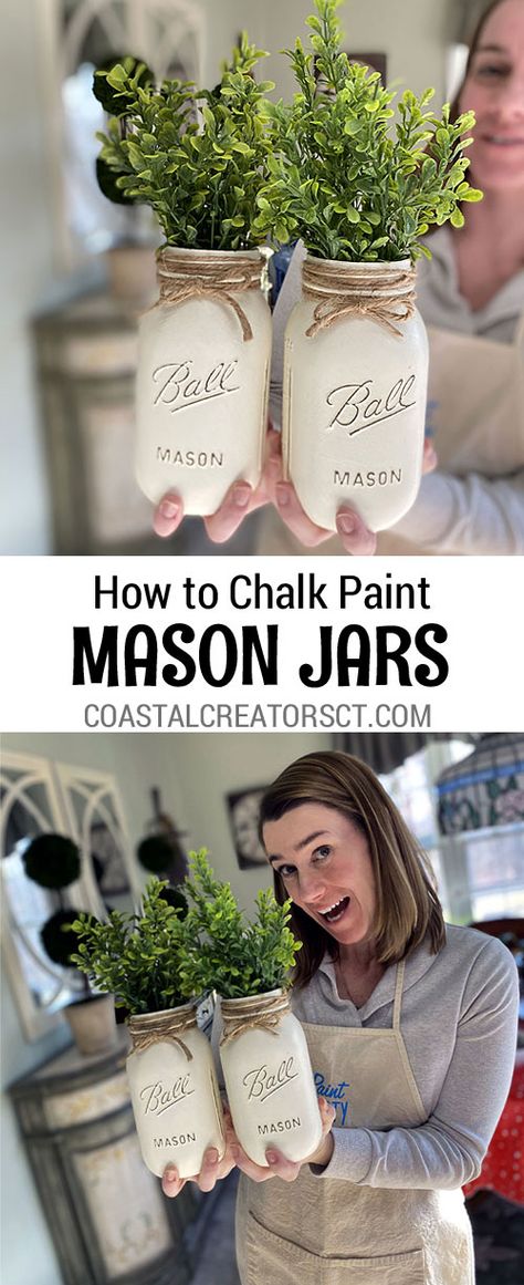 Decoration, Painted Mason Jars, Upcycling, Mason Jars, Diy, Crafts, Chalk Paint Mason Jars, Paint For Mason Jars, Spray Paint Mason Jars