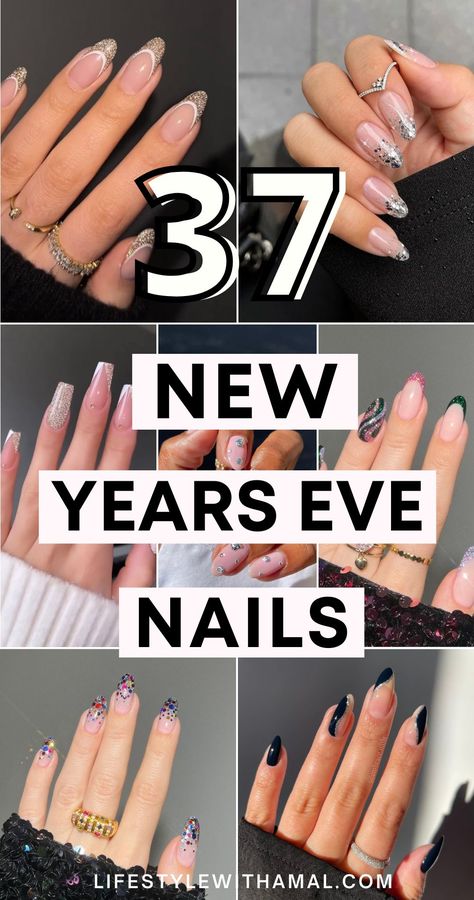 Are you looking for New Year's nails? I've got the perfect and most sparkly New Year's Eve nails right here! Click for glittery New Year's Eve nails that'll glam you up for the incredible night. Glitter, Manicures, Winter Nail Designs, Winter Nail Art, Ongles, Winter Acrylic Nails, Uñas, Elegant Nails, Style