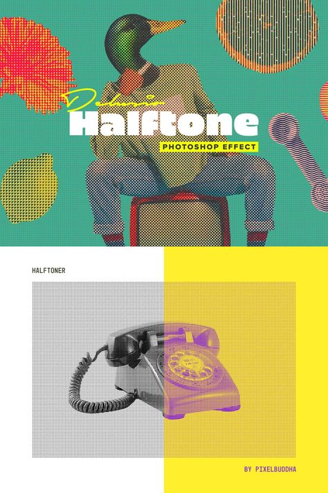 Delusio Halftone Photoshop Effect, Graphics Web Design, Design, Graphic Design, Collage, Halftone Graphic, Photoshop Effects, Photoshop Design, Texture Graphic Design, Halftone Design