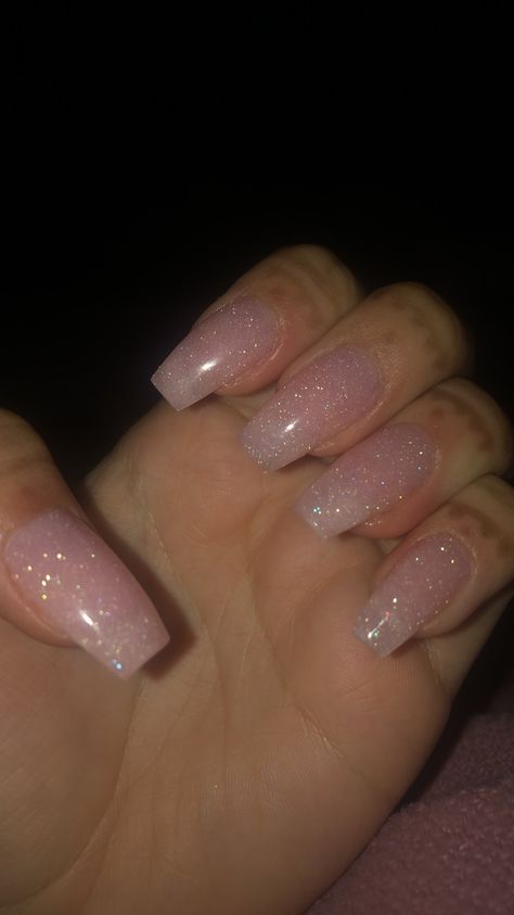 Glitter, Pink Sparkle Nails, Pink Sparkly Nails, Sparkle Nails, Light Pink Nails, Blush Pink Nails, Pink Glitter Nails, Sparkle Acrylic Nails, Glitter Ombre Nails
