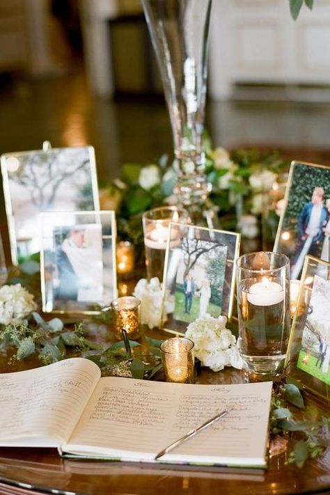 wedding guests book decored with wedding photo ideas