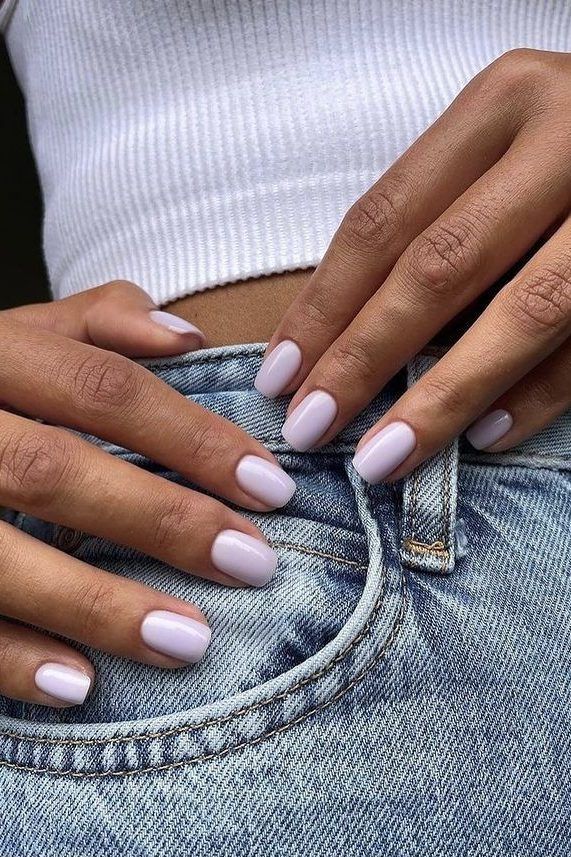 35+ Summer Acrylic Nail Ideas, lavender nails, light purple nails, summer nails, short nails, purple nails Nail Designs, Casual Nails, Chic Nails, Pretty Nails, Work Nails, Neutral Nails, Short Oval Nails, Pale Nails, Cute Gel Nails