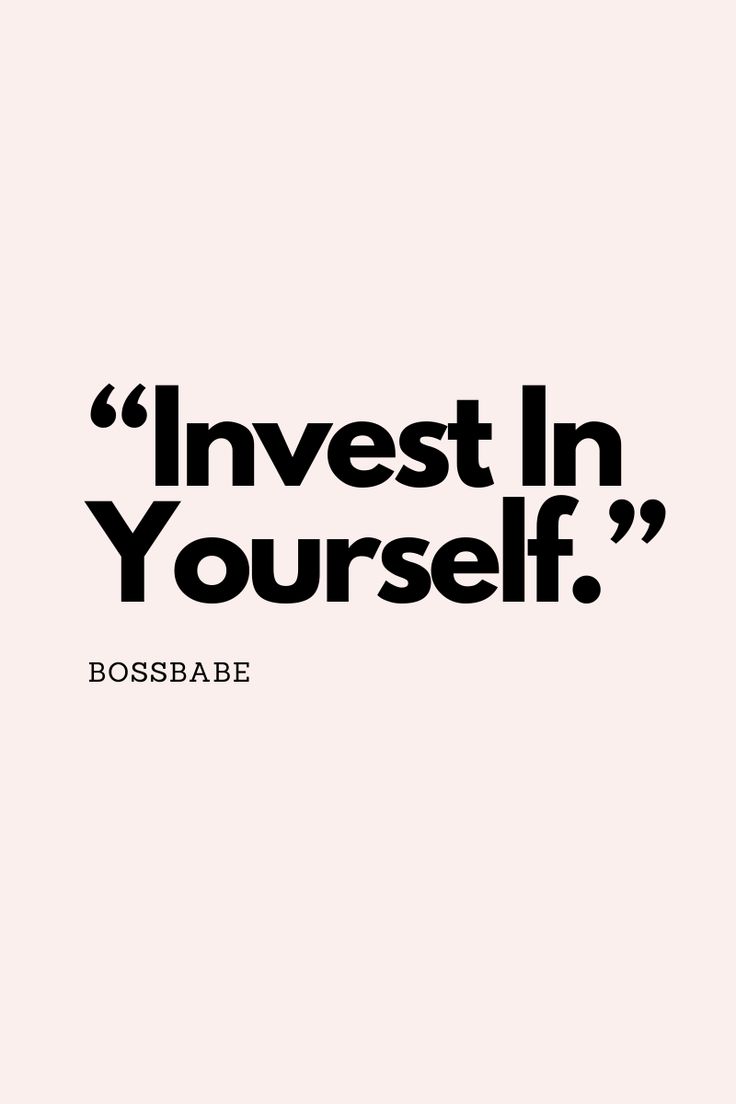 the words invest in yourself are written on a white background with black letters and an image of