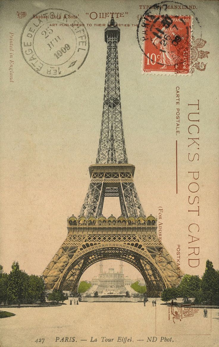 an old postcard with the eiffel tower in paris