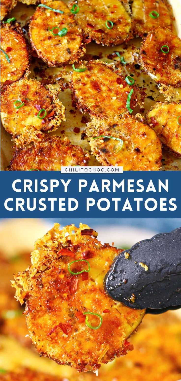 crispy parmesan crusted potatoes are the perfect side dish for any meal