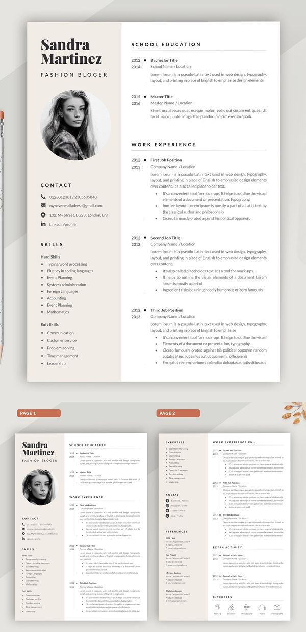 a professional resume template with an orange accent
