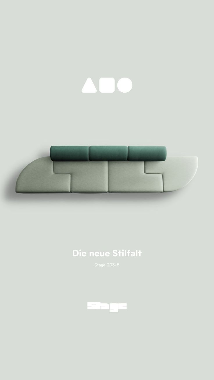 an advertisement for a sofa made out of green and white material, with the words die nou - stiffahlt on it