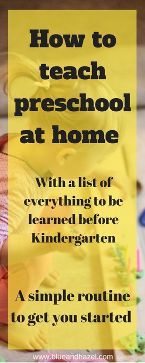 a yellow sign that says how to teach preschool at home