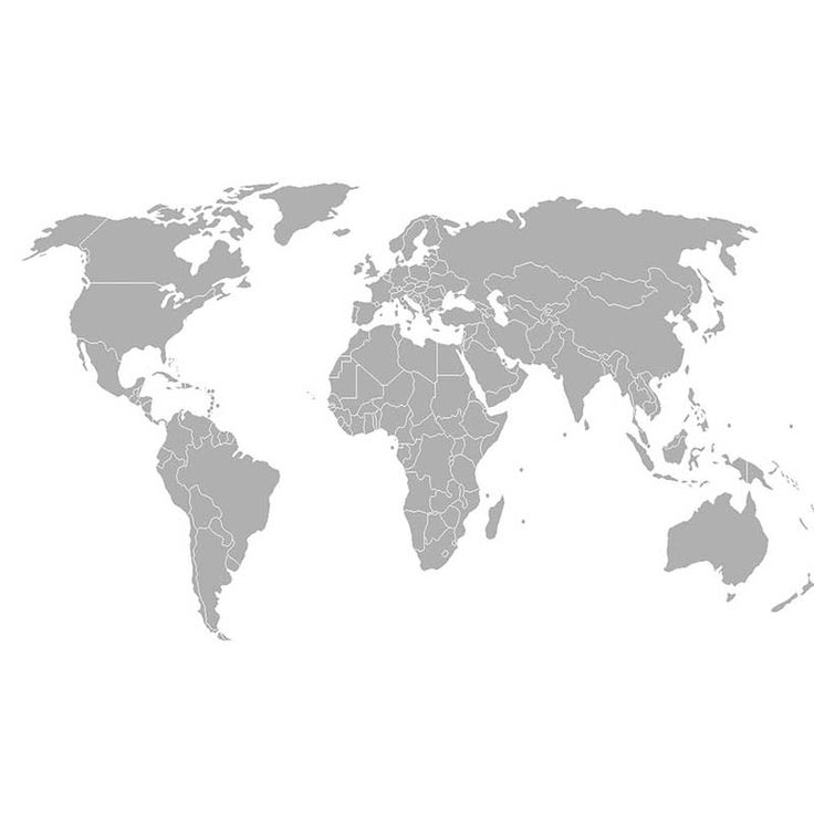 the world map is shown in gray on a white background