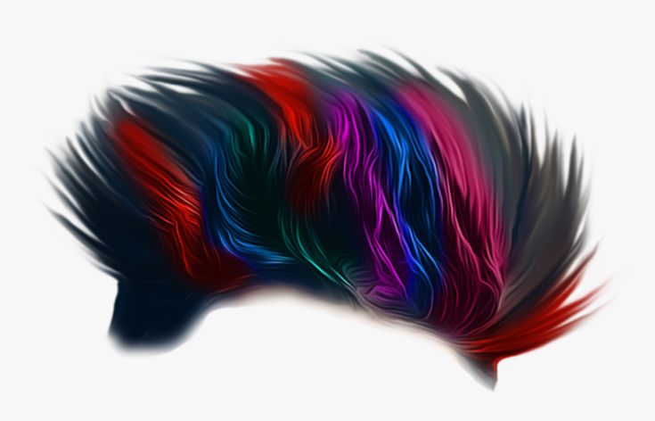 an abstract image of a colorful hair on a white backgrounge background with red, purple, and blue streaks