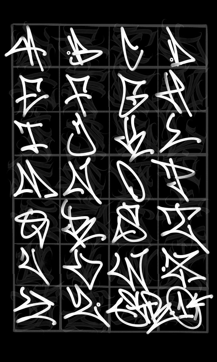 some graffiti writing on a black background with white letters and numbers in the middle,