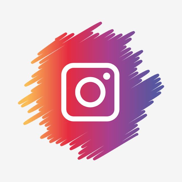 an instagram icon with the colors of rainbow and purple, on a white background