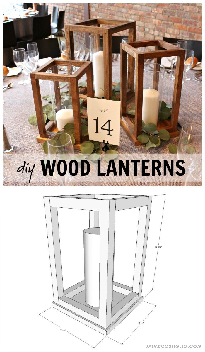 the diy wood lanterns are ready to be used as centerpieces for your wedding reception