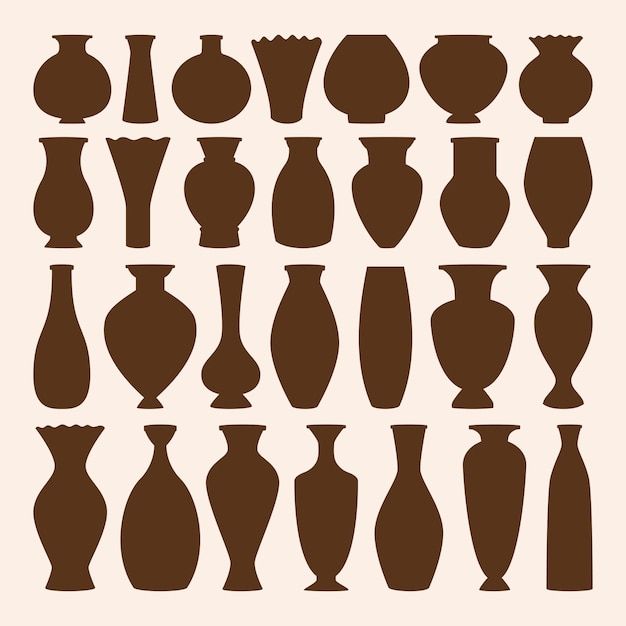 the silhouettes of vases in different shapes and sizes on a white background,